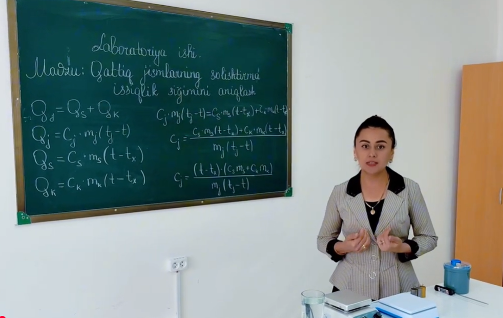 “Qattiq jismlarda solishtirma issiqlik sig‘imini aniqlash” mavzusida ochiq dars o‘tkazildi.