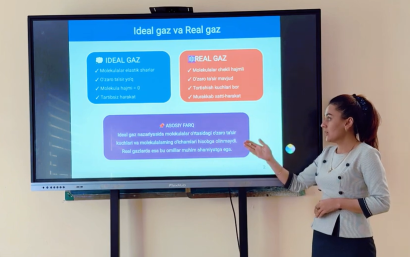 Molekulyar fizika fanidan “Real gazlar” mavzusida ochiq dars o‘tkazildi.